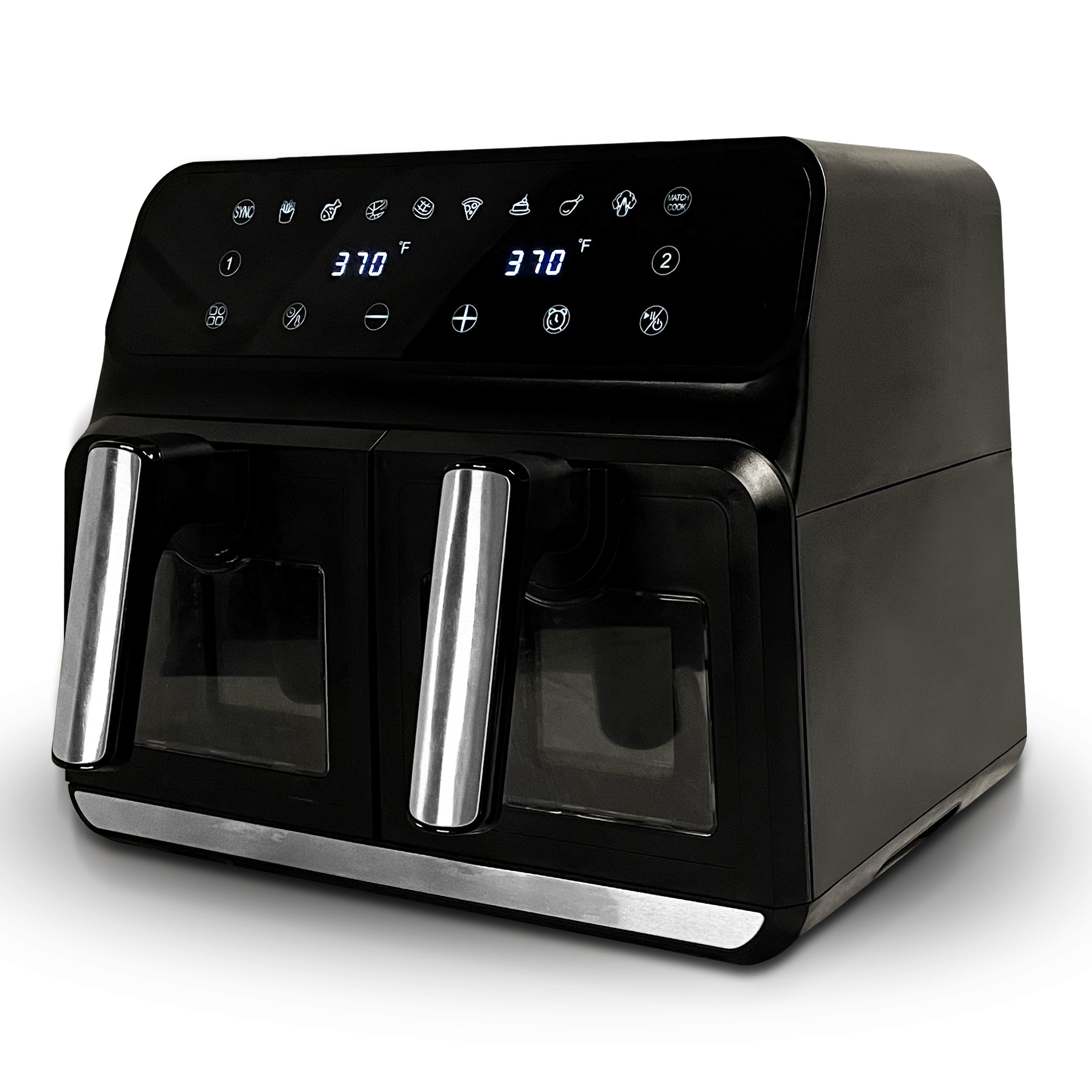 Gettyware 8-Liter Dual Basket Air Fryer with Smart Programs & Display Windows